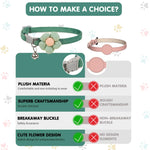 Qpets Cat Collar Set with Handcrafted Crochet Flower and Bell | Pink and Green Plush Adjustable Collars for Cats and Kittens