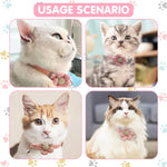 Qpets Cat Collar with Crochet Flower and Bell featuring Quick Release Adjustable Plush Design