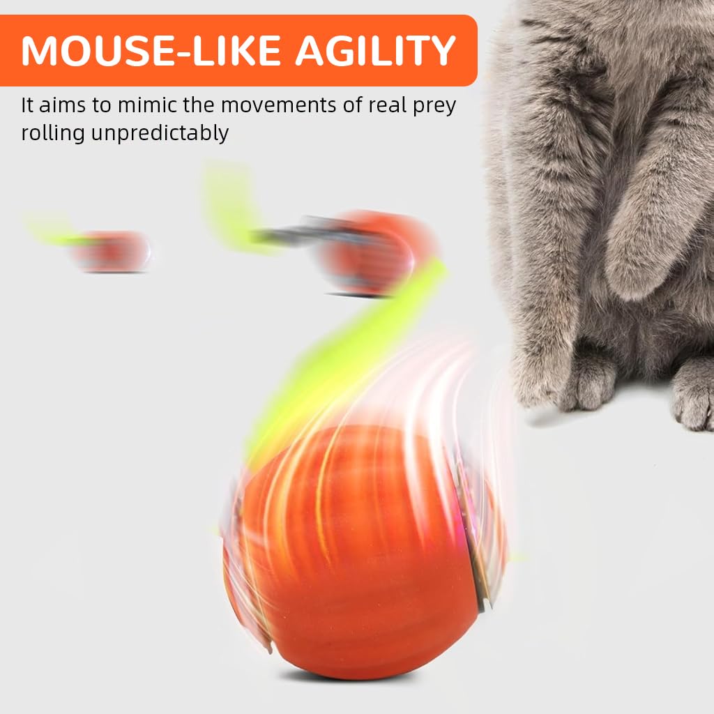 Qpets Electric Cat Ball Toy for Interactive Play with 2 Speed Modes and USB Recharge | 3 PCS Silicone ABS Design