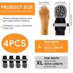 Qpets Dog Socks for Paw Protection with Reflective Adjustable Straps and Non Slip Grip | 4pcs 8cm Width Cotton