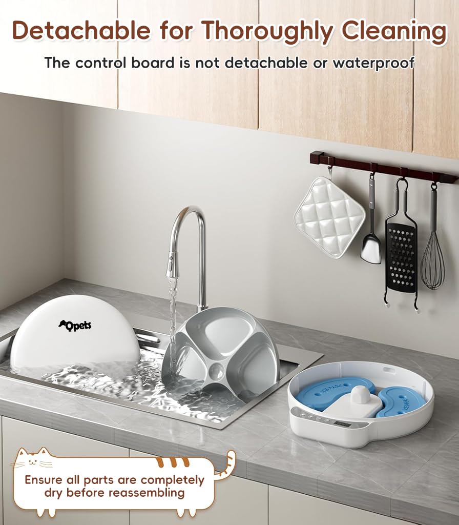 Qpets Automatic Cat Feeder for 4 Scheduled Meals with 960ml Capacity and Ice Box Insert