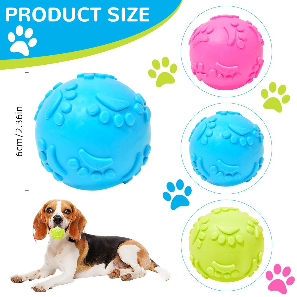 Qpets Dog Ball Toys for Fetch Play with 2.5 in Squeaky Design and TPR Material | 3 Pack