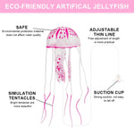 Qpets Realistic Silicone Jellyfish Aquarium Decorations for Fish Tanks featuring Floating Fluorescent Effect | Safe for Freshwater and Saltwater