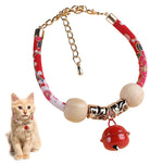 Qpets Cat Collar for Flea Prevention with 38–46 cm Adjustable Fit and Camphor Wood Balls | Red Bell Design