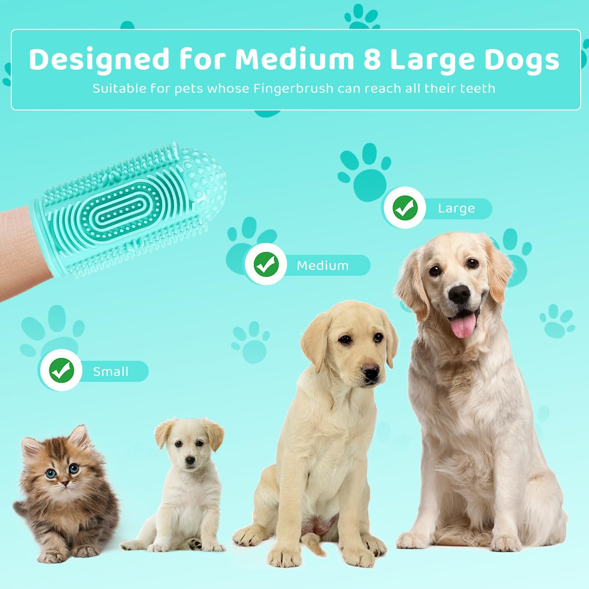 Qpets Dog Finger Toothbrush for Teeth Cleaning with 4 Bristle Types and Soft Silicone | Green Pet Oral Care