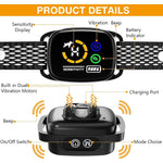 Qpets Dog Training Collar for Bark Control with LCD Display and 6 Adjustable Levels | Safe No Shock Vibration and Beep Modes