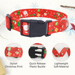 Qpets Christmas Dog Collar for Festive Dress Up with Quick Release Buckle and Metal D Ring | Adjustable 35–55 cm Red Polyester