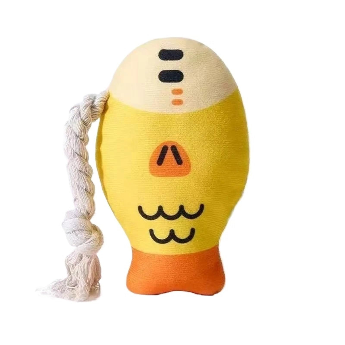 Qpets® Dog Chew Toys, Puppy Teething Toys Squeaky Fish Pet Toy with Braided Rope Tail, Plush Chew Toy for Dogs and Cats, Interactive Tug and Dental Play Tool for Tugging, Teething Cleaning and Chewing