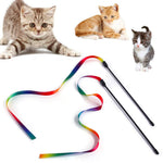 Qpets Cat Wand Toys for Interactive Play with Satin and Elastic Teaser | Set of 2