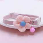 Qpets Cat Collar for Everyday Wear with Safety Buckle and Bell | Adjustable Pink Flower Design
