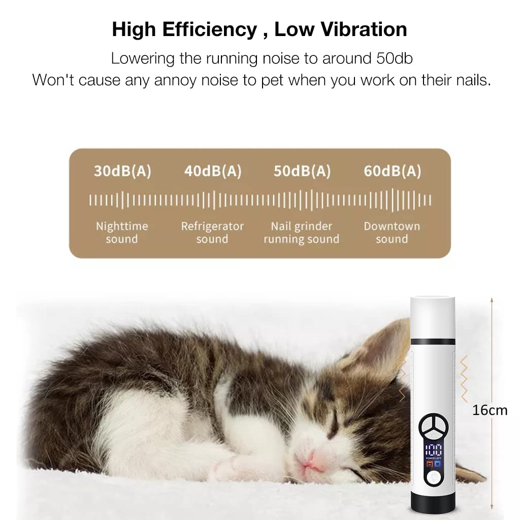 Qpets Electric Nail Trimmer for Pets with Dual LED Light and Adjustable Speed | USB Rechargeable 2000mAh Grinder