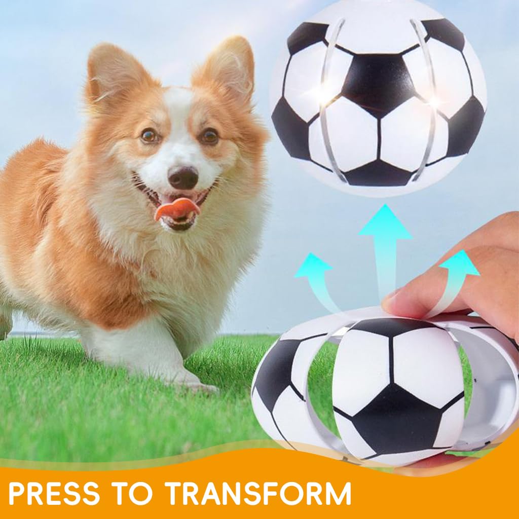 Qpets Dog Ball for Interactive Play featuring Transformable Saucer Design and LED Glow | Pet-Friendly Plastic Toy