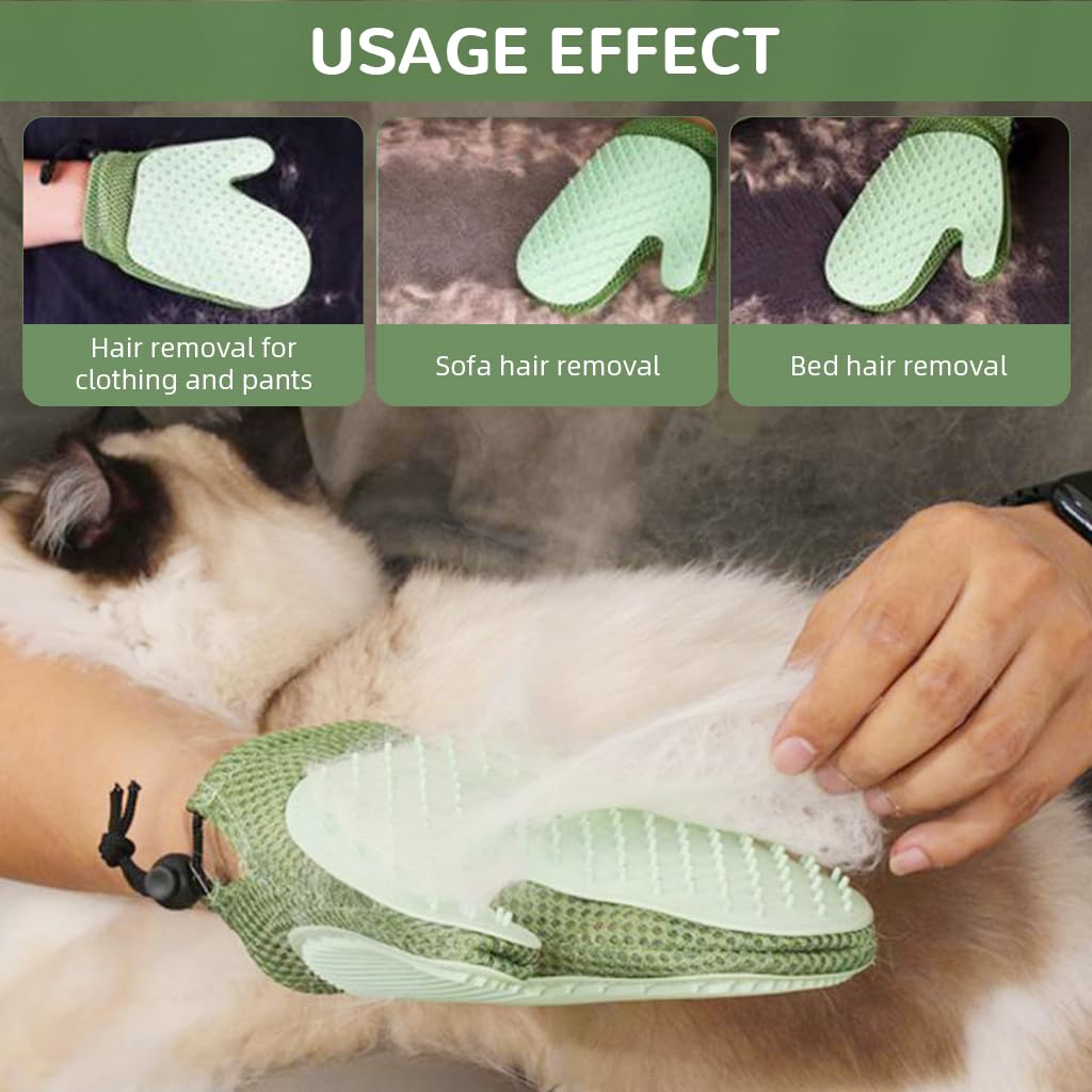 Qpets Pet Hair Removal Gloves for Dogs and Cats with 238 Silicone Bristles | 40°C Steam Grooming Mitt