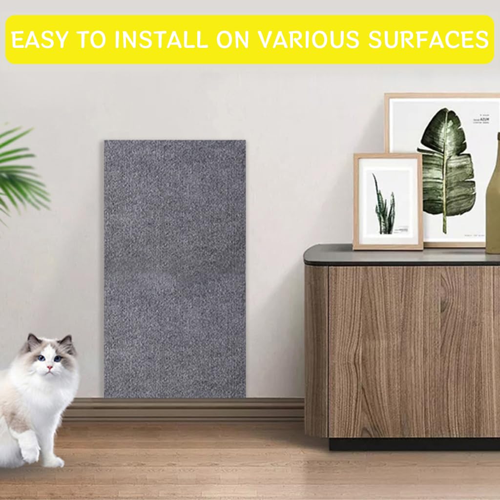 Qpets Cat Scratch Pad for Sofa Protection with Self Adhesive Backing 30x100cm | Cut to Fit Polyester Mat