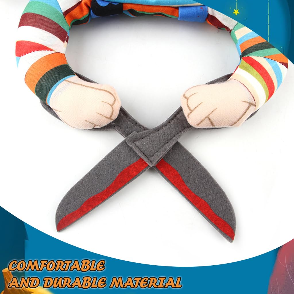Qpets Dog Clothes for Halloween Dress-Up featuring Scissors Design and Adjustable Strap | Fits 30–80cm Pets