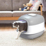 Cat Litter Box with UVC Disinfect Light Cats Litter Box Deodorization Box, Cat Litter Tray Auto Timing Disinfect, Large Splash-Proof Litter Box with Openable Lid, with Cat Litter Shovel