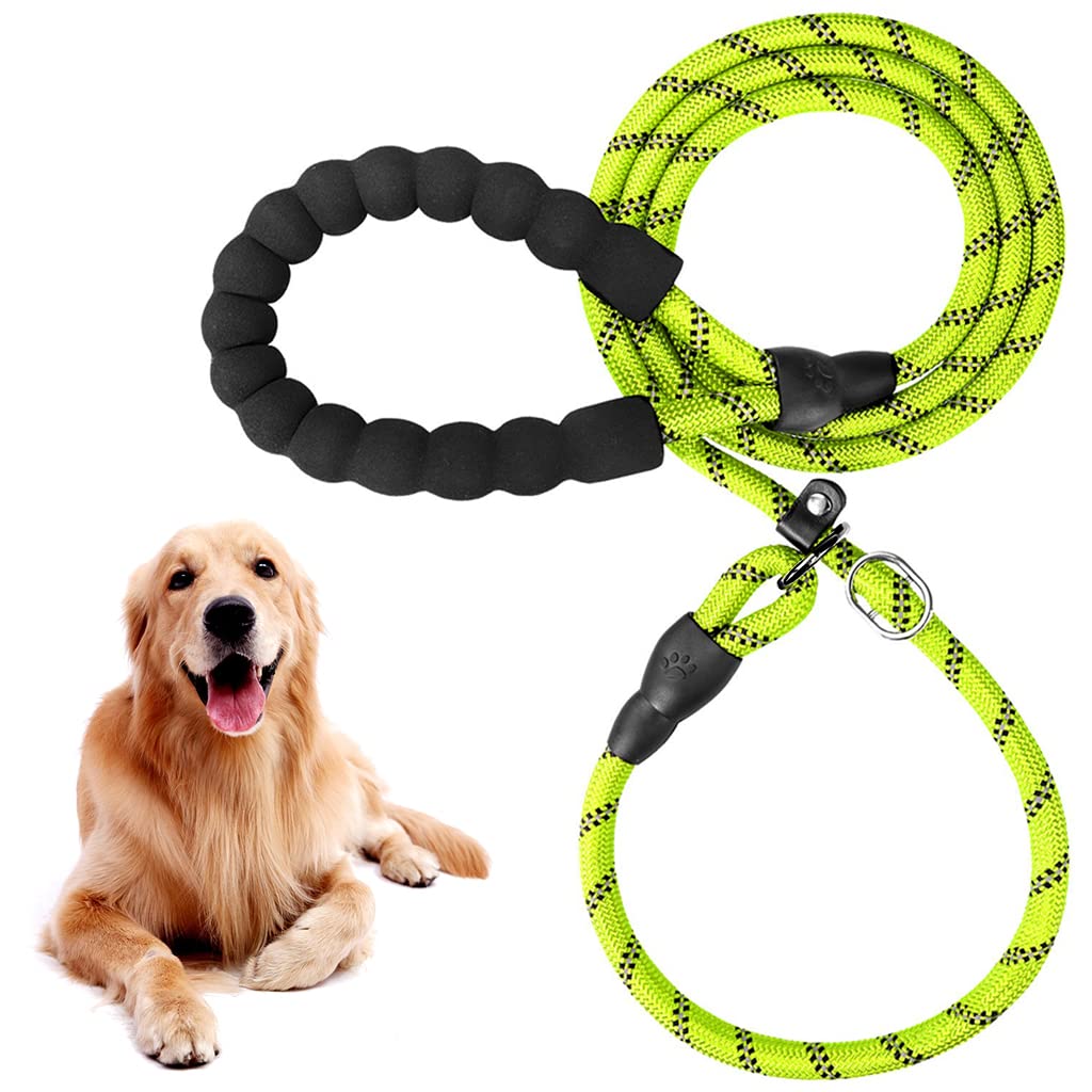 1.7m Dog Training Leash, Durable Light Reflecting Dog Leash, Dog Leash for Large Dogs, Adjustable Dogs Leash Anti-Strain Leash Braided Rope for Small Medium Large Dog(Green)