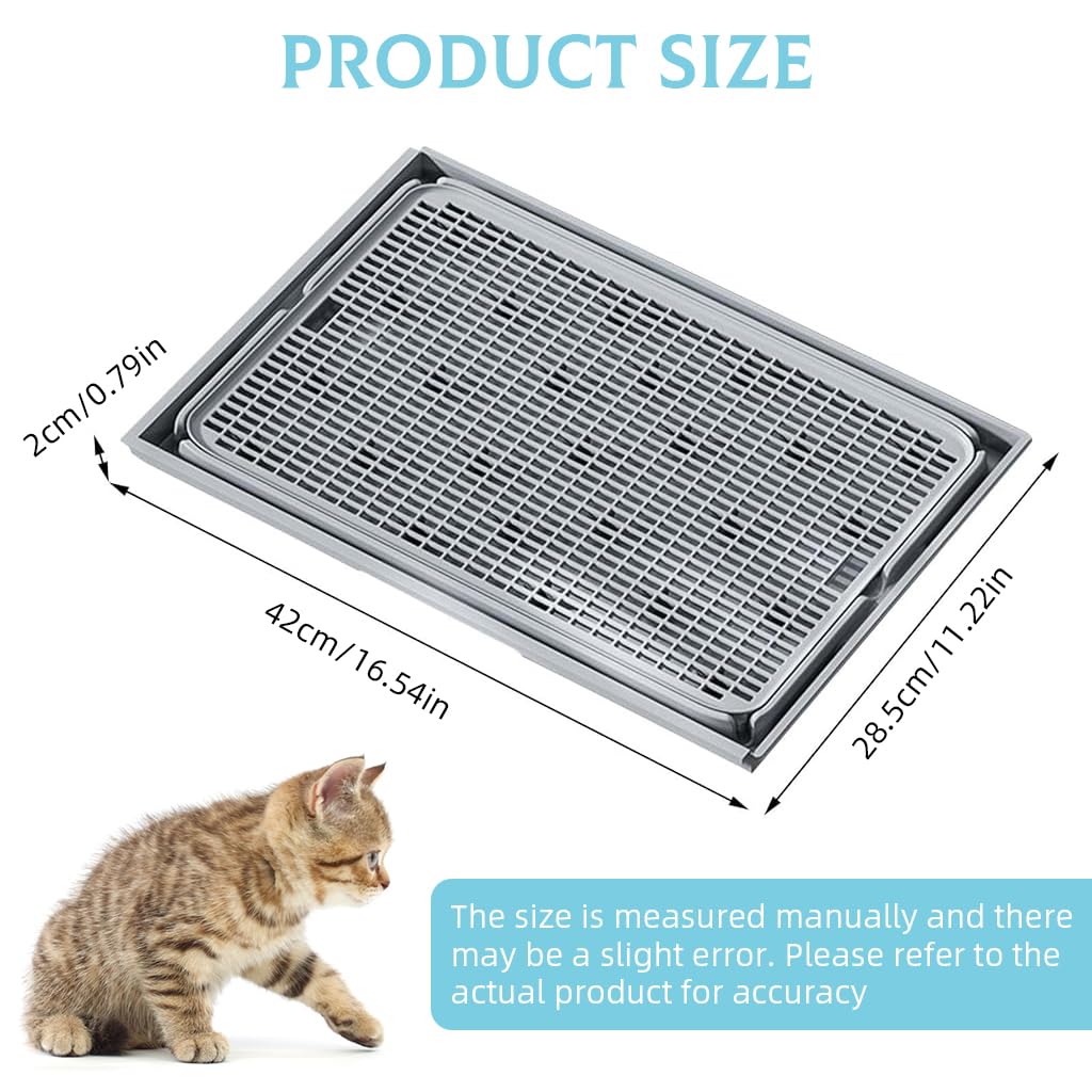 Qpets Cat Litter Tray for Home Use featuring Dual Layer Mesh Grid 42cmx28.5cm Design