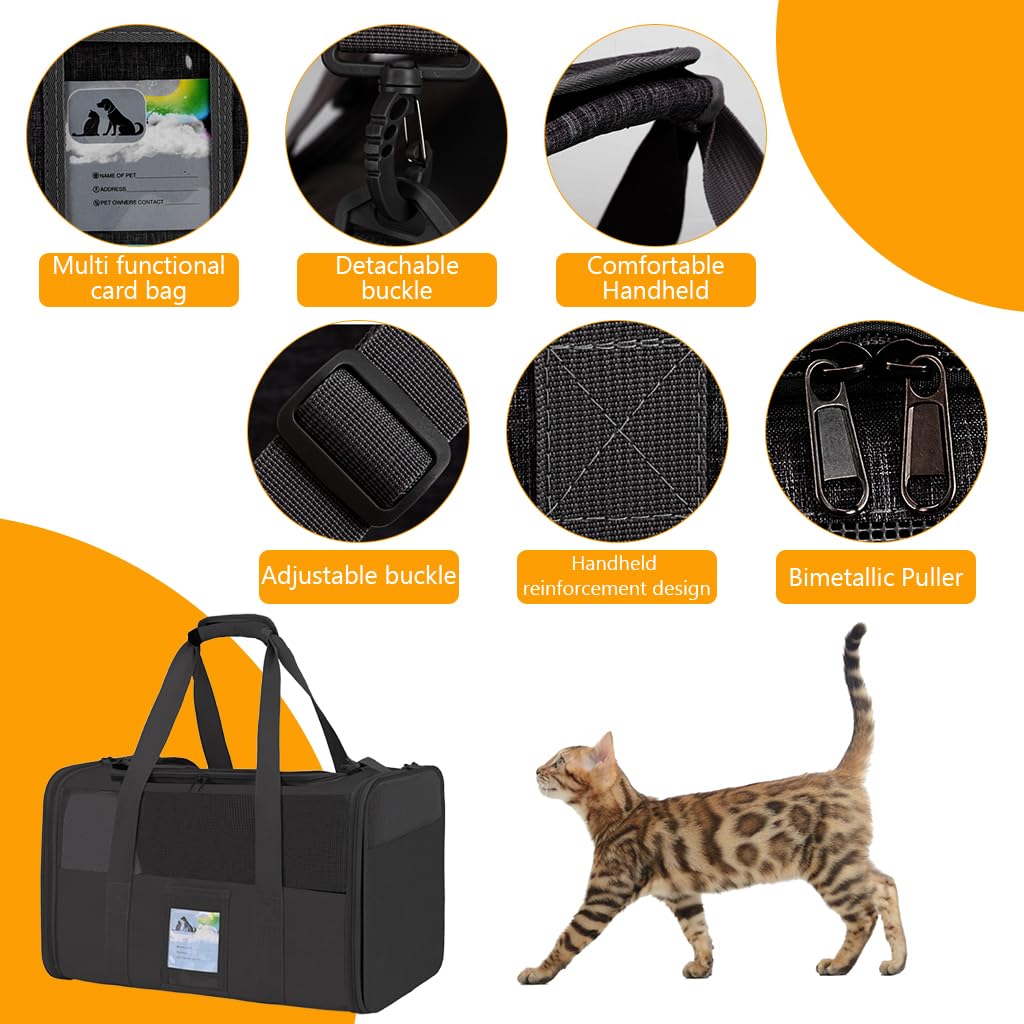 Qpets Travel Pet Carrier Backpack for Cats with Extendable Space 40x30x40cm | Breathable Mesh and Multi Pocket Design