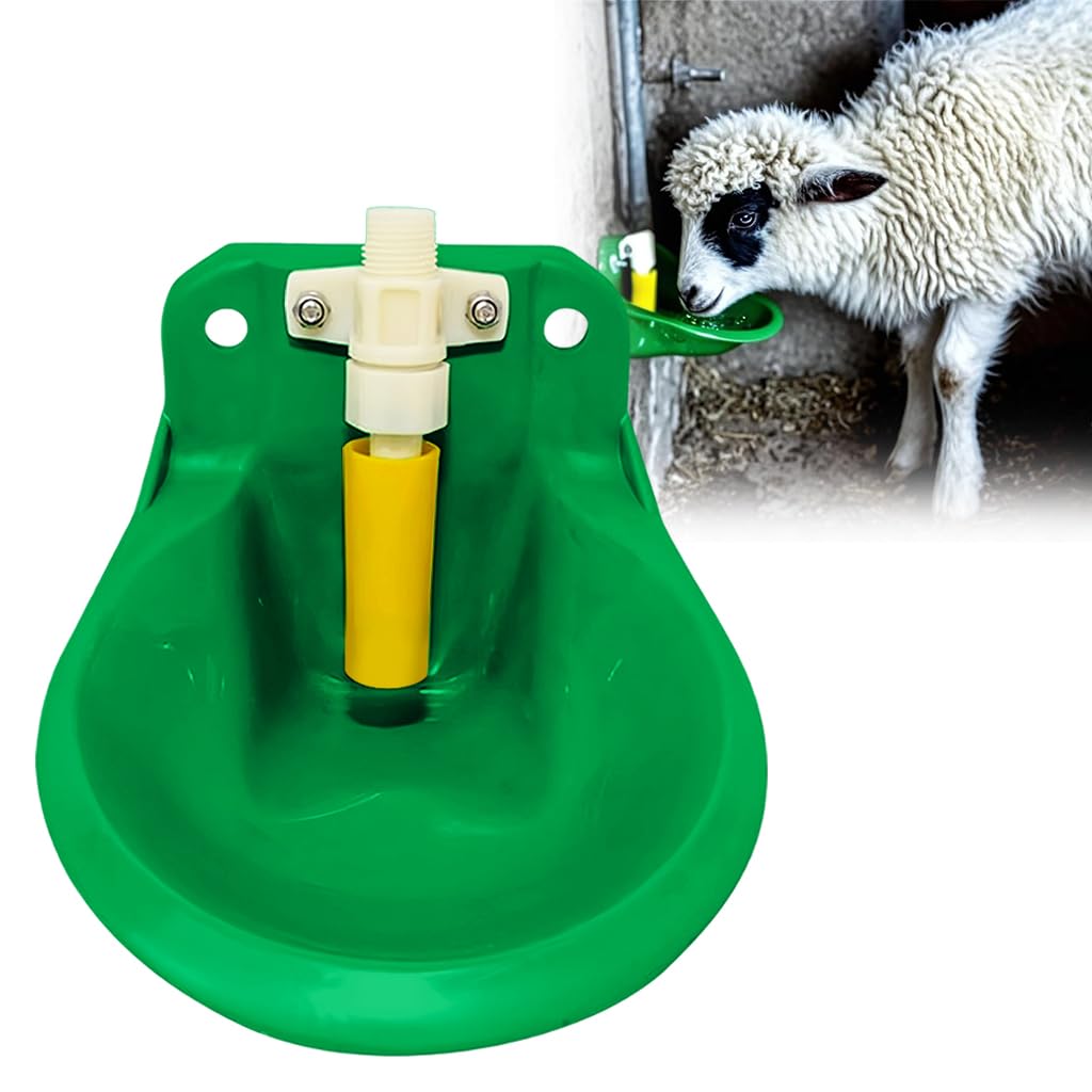Qpets Sheep Water Bowl with Float Valve and Screw-Fixed Mount | G1/2 Fitting for Goats