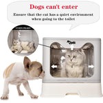 Qpets Cat Litter Box for Large Cats with Pull Out Drawer and Odor Door | 51x41x38cm Grey