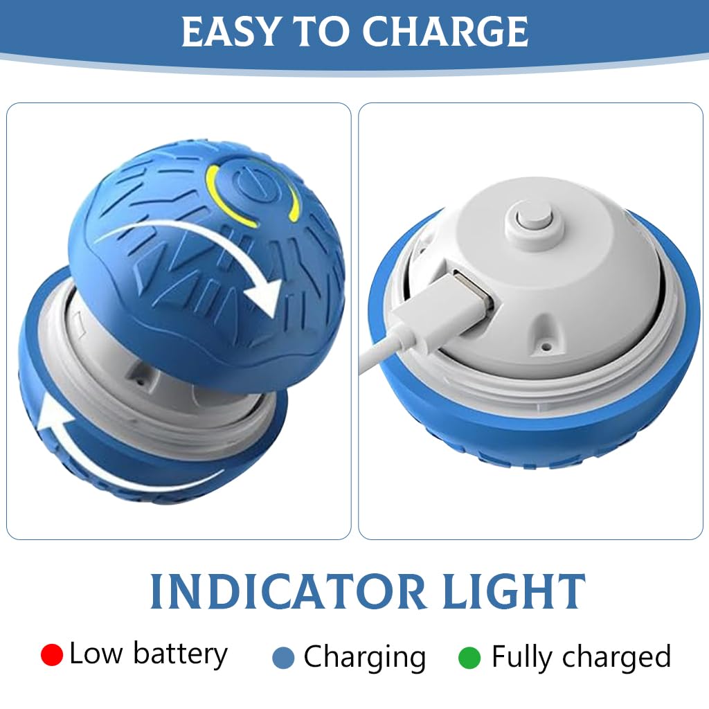 Qpets Small Dog Ball for Indoor and Outdoor Play featuring Cool Lighting and USB Charge | Non Toxic Rubber Chew Toy