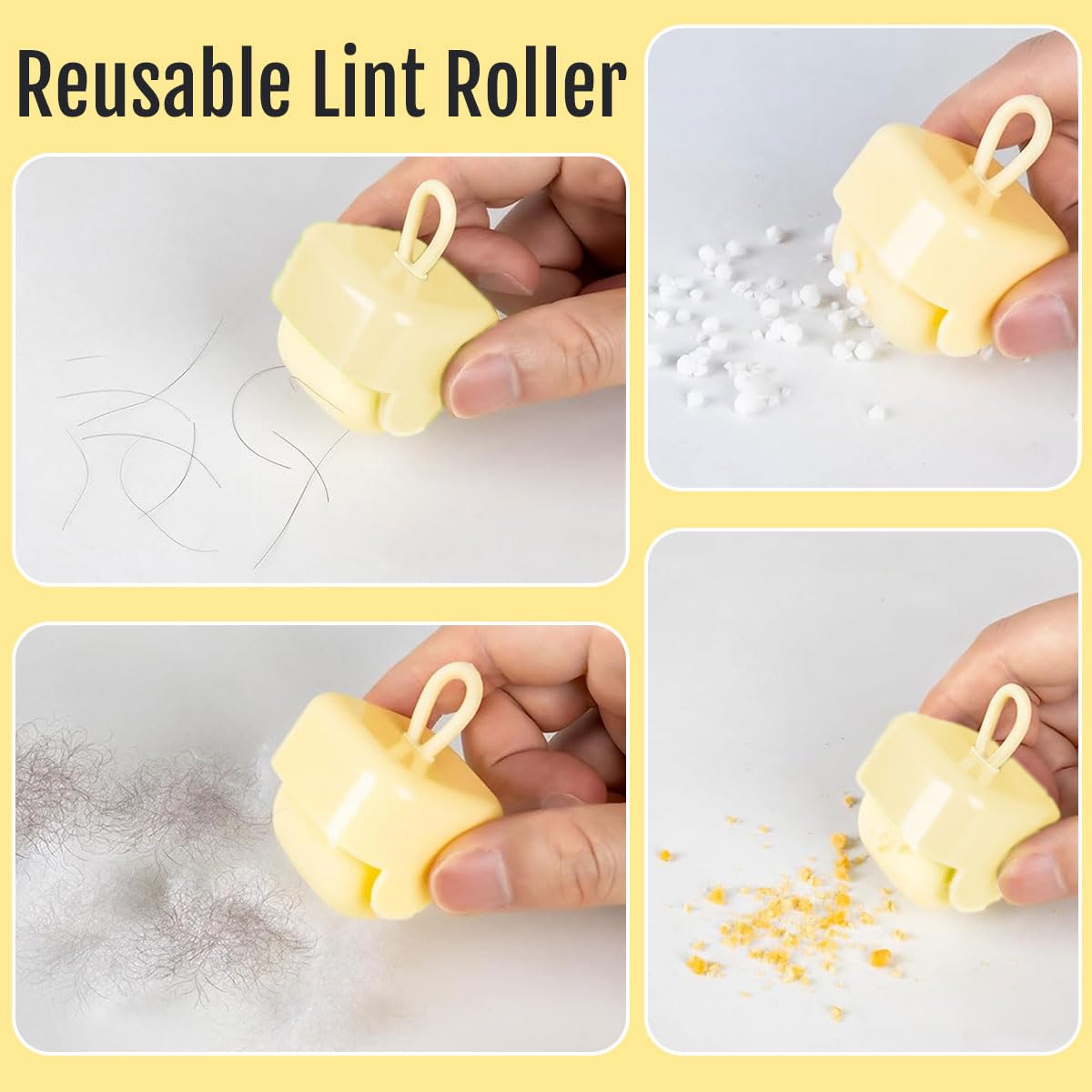 Qpets Mini Lint Roller for Travel and Clothes with Rubber Loop Handle | Washable Reusable Design