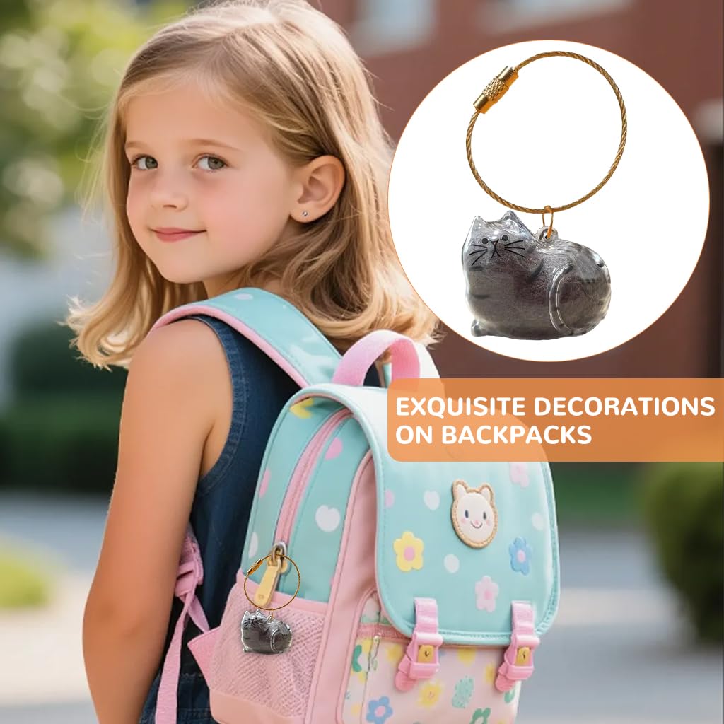 Qpets Cat Fur Keepsake Charm for Bags and Keyrings with Clear Capsule Bottle | Gift for Cat Lovers