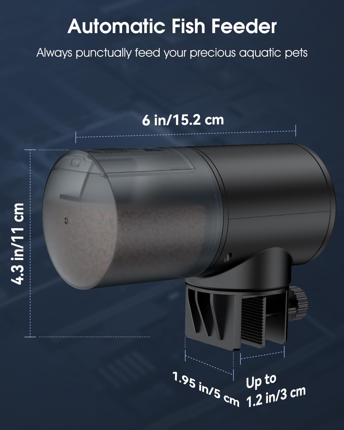 Qpets Automatic Fish Feeder for Aquariums with 200ml Capacity and Moisture Proof Lid | Adjustable Feeding Timer