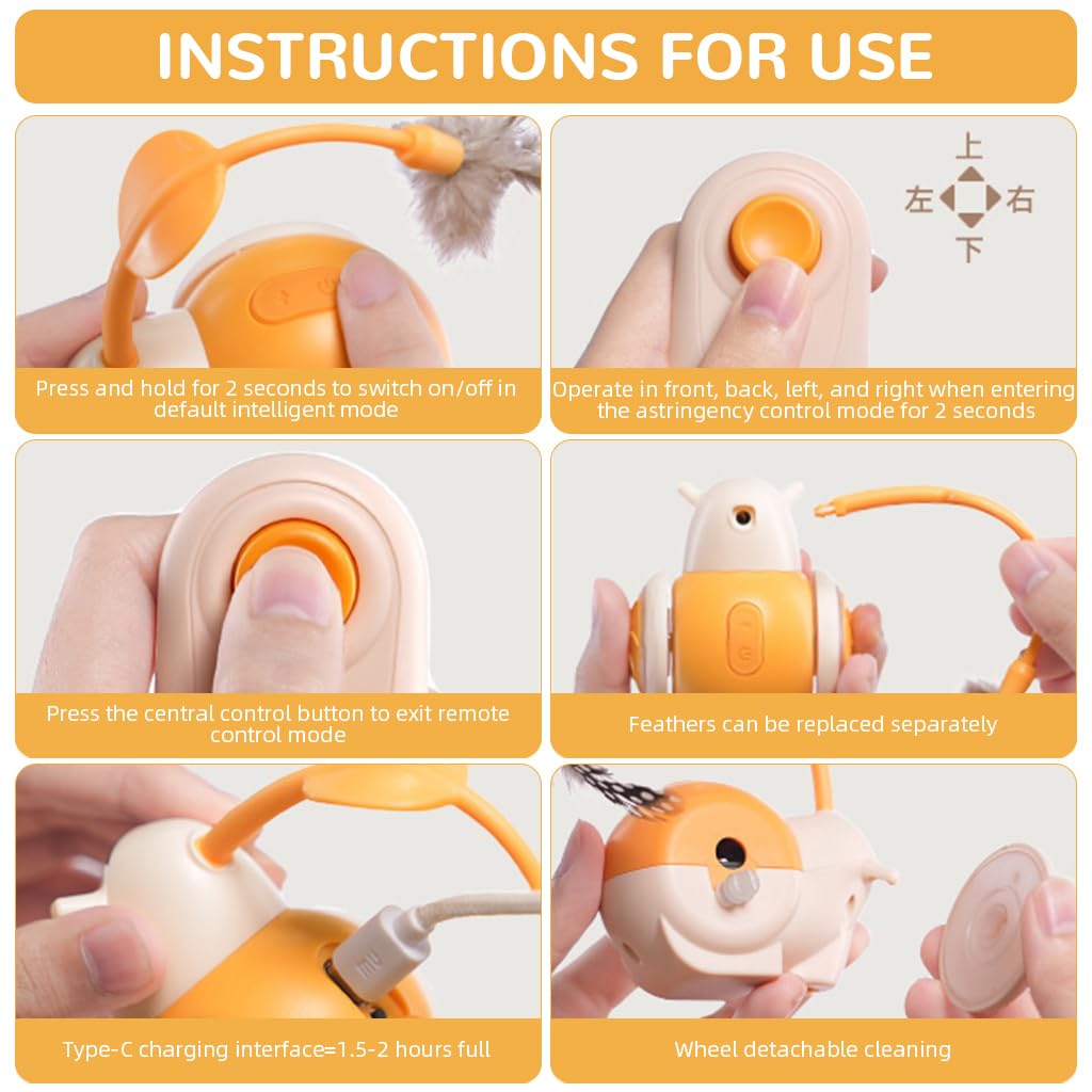 Qpets Cordless Snail Cat Toy with Dual Modes and Motion Sensor | USB Rechargeable 50‑Minute Playtime