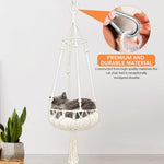 Qpets Ceiling Chair for Cat with Soft Cushion and 47.2 in Hanging Design | Boho Woven Bed