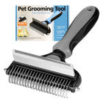 Dog Brush Dogs Comb 2 in 1 Deshedding Tool& Dematting Undercoat Rake for Mats& Tangles Removing, Dog Grooming Kit, Pet Brush,Great for Short to Long Hair Small Large Breeds(Grey)