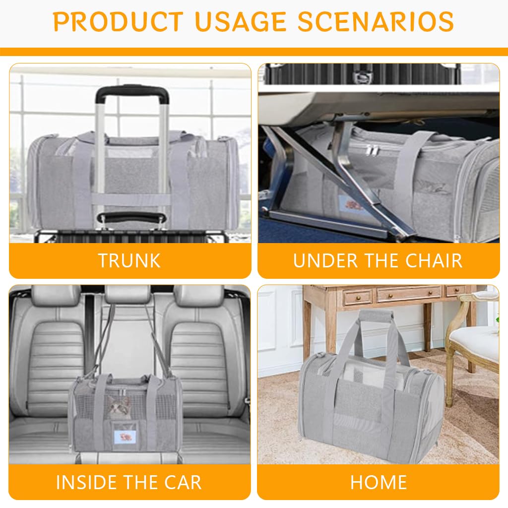 Qpets Cat Carrier for Travel with Dual Access Mesh Ventilation 43x30x28cm | Oxford Cloth 2 PCS