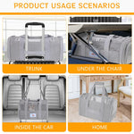 Qpets Cat Carrier Bag for Travel with Dual Open Access and Mesh Windows 43x30x28cm | Foldable Oxford Cloth Design