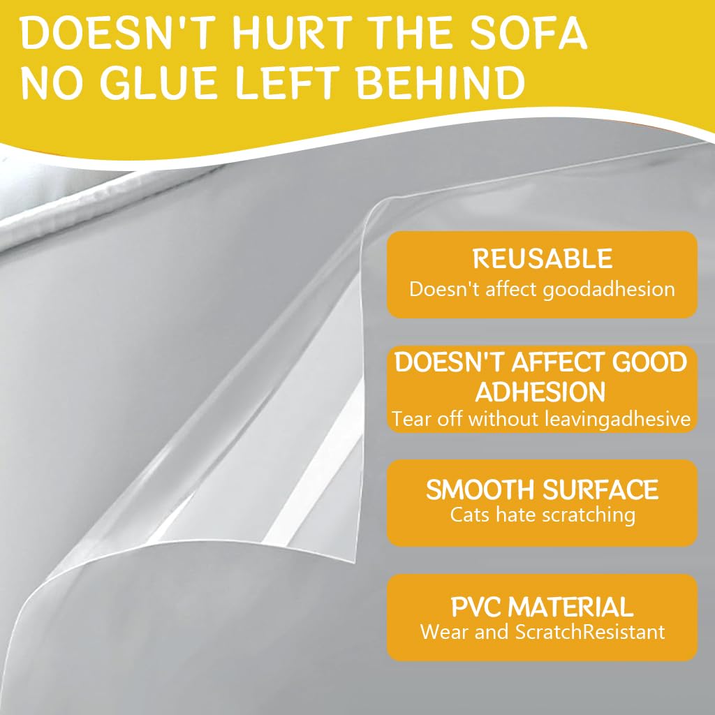 Qpets Cat Scratch Pad for Sofa Protection with Self Adhesive Backing 30x100cm | Cut to Fit Polyester Mat