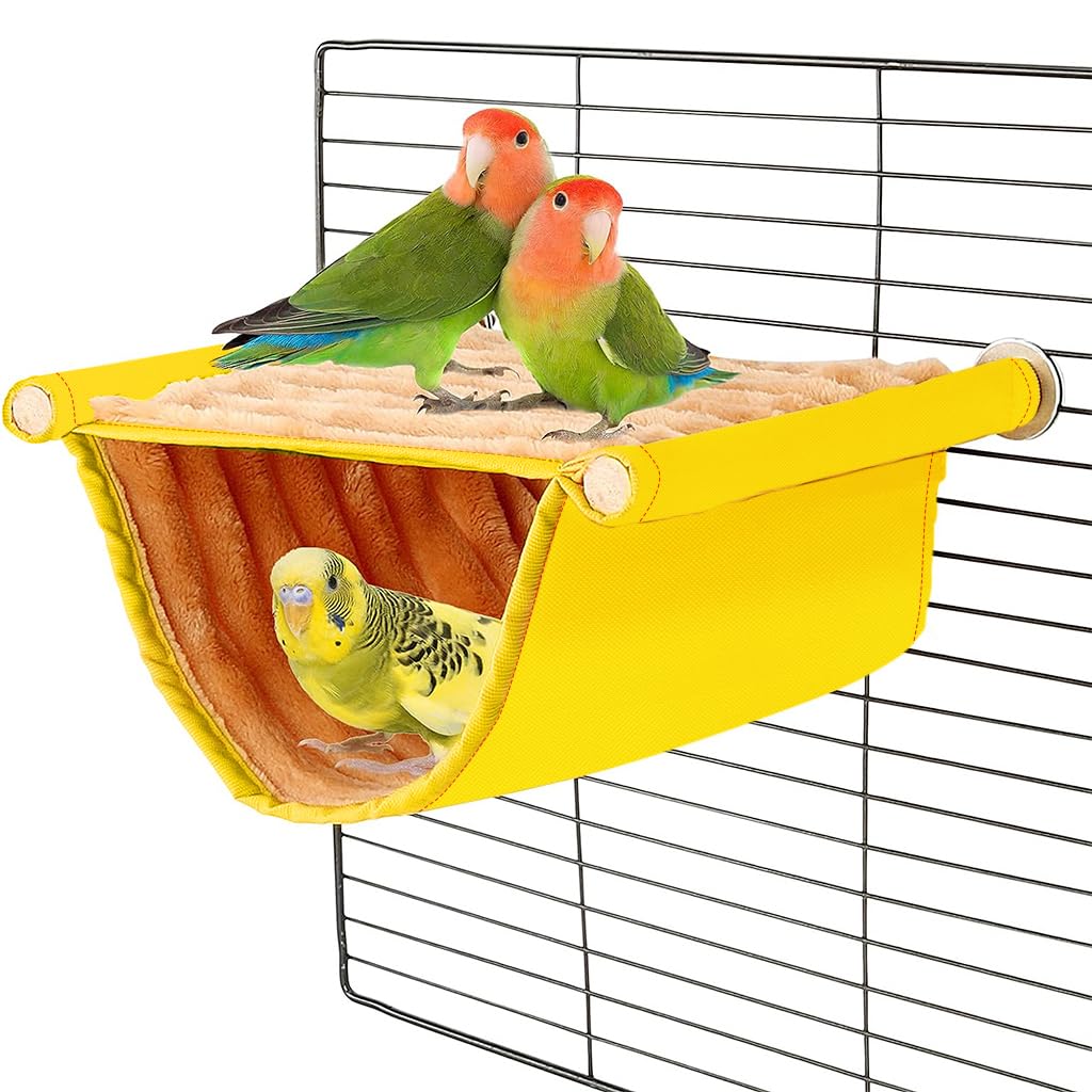 Qpets Bird Nest for Parrots and Lovebirds with Double Layer Design 23×18.5×12cm | Canvas and Fleece