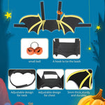 Qpets Bat Wing Costume for Cats and Puppies with Adjustable Hoop Loop | 42cm Black Felt Wings for Halloween Party