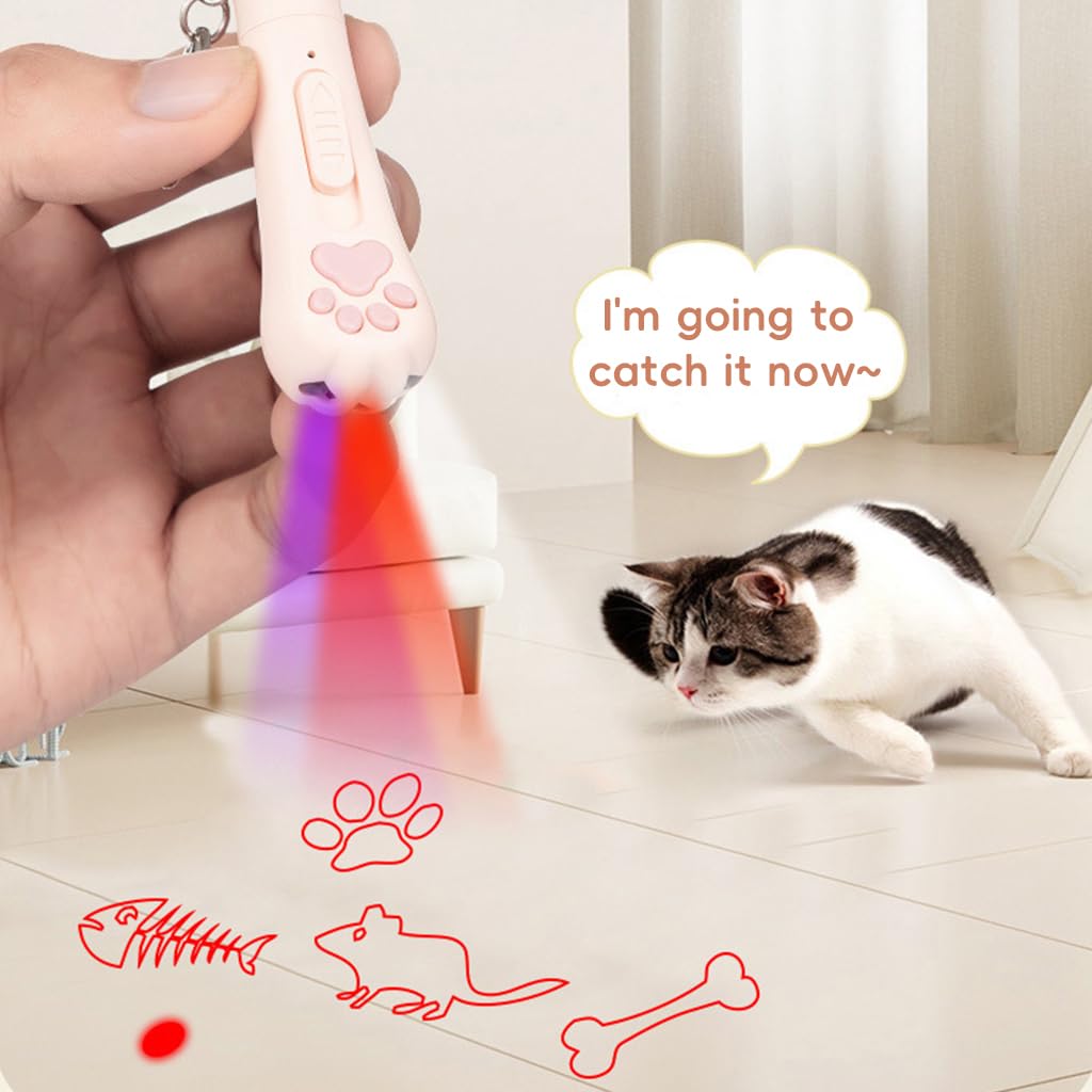 Qpets Cat Laser Pointer for Interactive Play with 5 Patterns and USB Rechargeable Design