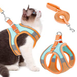 Qpets Cat Harness for Small Cats with 1.5m Leash featuring Quick Release Buckle and Reflective Strips | Adjustable Breathable Vest in Orange