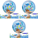 Qpets Cat Water Bed Mat for Summer Cooling with Air Pump and Built-in Fish Toys | 39.37 in Anti-Scratch Thick PVC for Indoor Cats