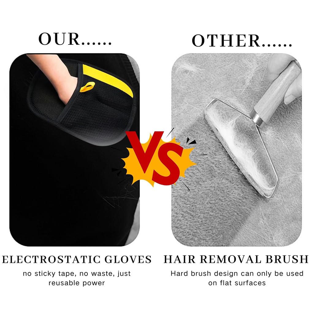 Qpets Pet Hair Removal Glove for Easy Grooming featuring Anti-Static Palm and Ventilated Mesh Fabric