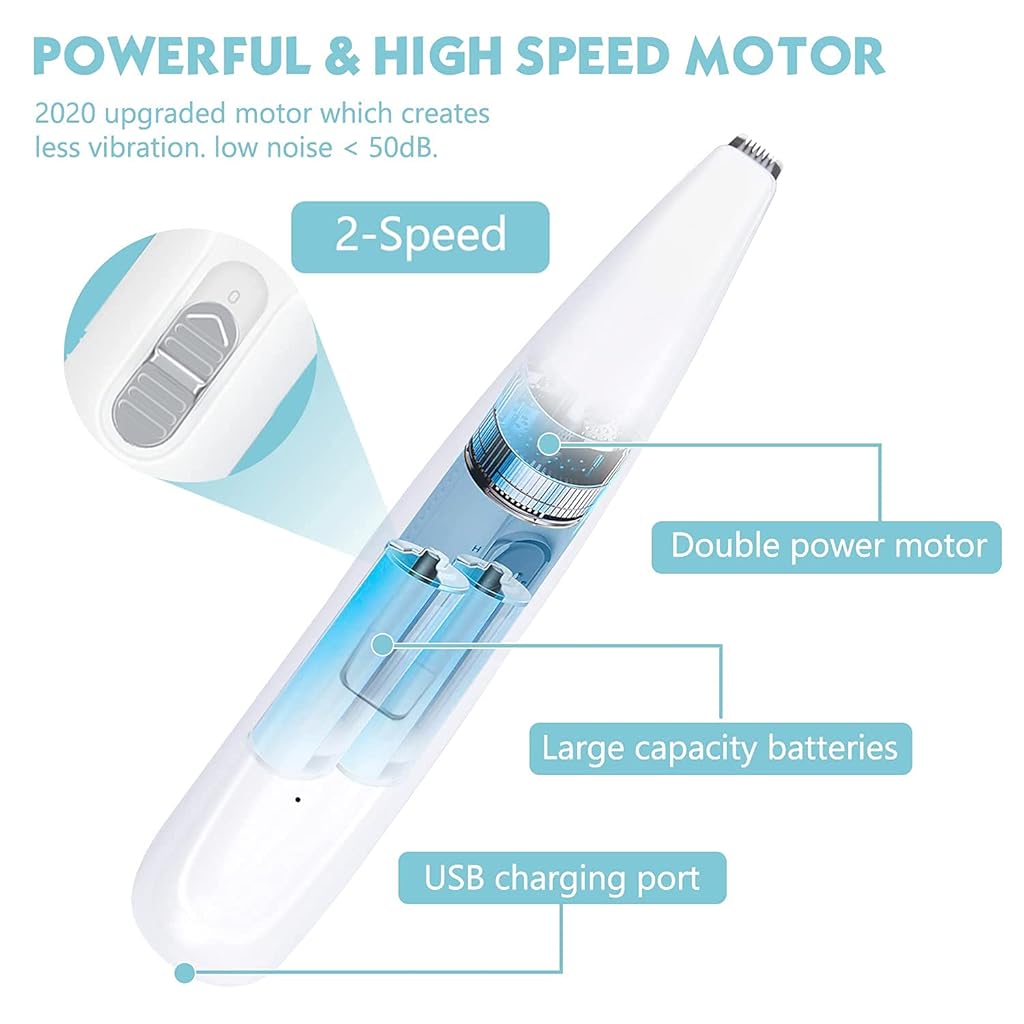 Qpets® Professional Cat Dog Trimmer for Paw - Cordless Pet Grooming Clipper with USB Recharge, Two-Speed Quiet Motor, Skin-Friendly Stainless & Ceramic Blade, Compact Design for Cat and Dog Care
