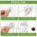 Qpets Pet Food Clip for Bird Cages with Secure Grip Holders 6 pcs in White Plastic | Easy Feeding