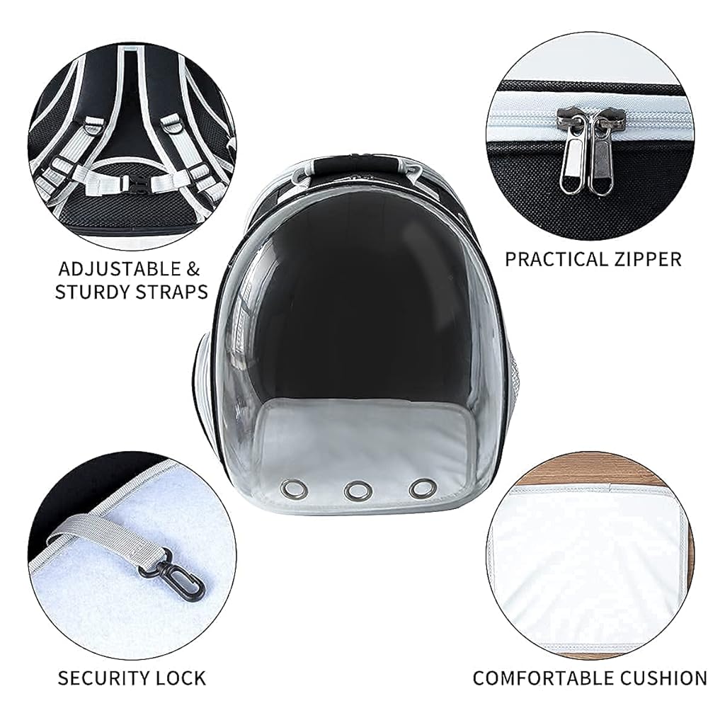 Qpets® Side Door Design Cat Carrier Backpack, Expandable Cat Dog Backpack Carrier Bag, Transparent Capsule Air Breathable Transparent Carrier Backpack for Travelling, Ourdoor