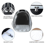 Qpets® Side Door Design Cat Carrier Backpack, Expandable Cat Dog Backpack Carrier Bag, Transparent Capsule Air Breathable Transparent Carrier Backpack for Travelling, Ourdoor