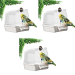Qpets Bird Bathing Box for Cage with Transparent Roof Anti Splash Design 14 x 14 x 13 cm 3 pcs