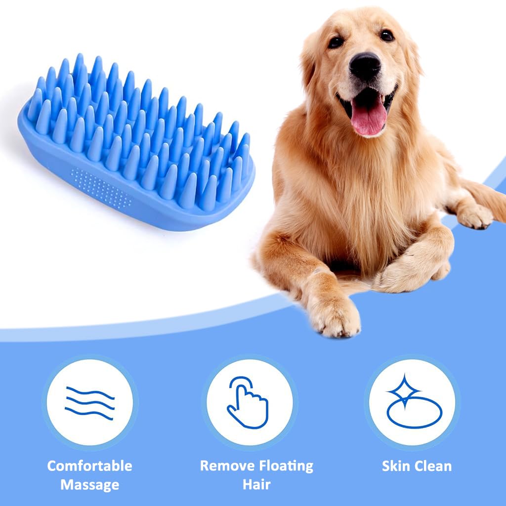 Qpets Dog Brush for Bathing and Grooming featuring Soft TPE Material | Easy to Clean