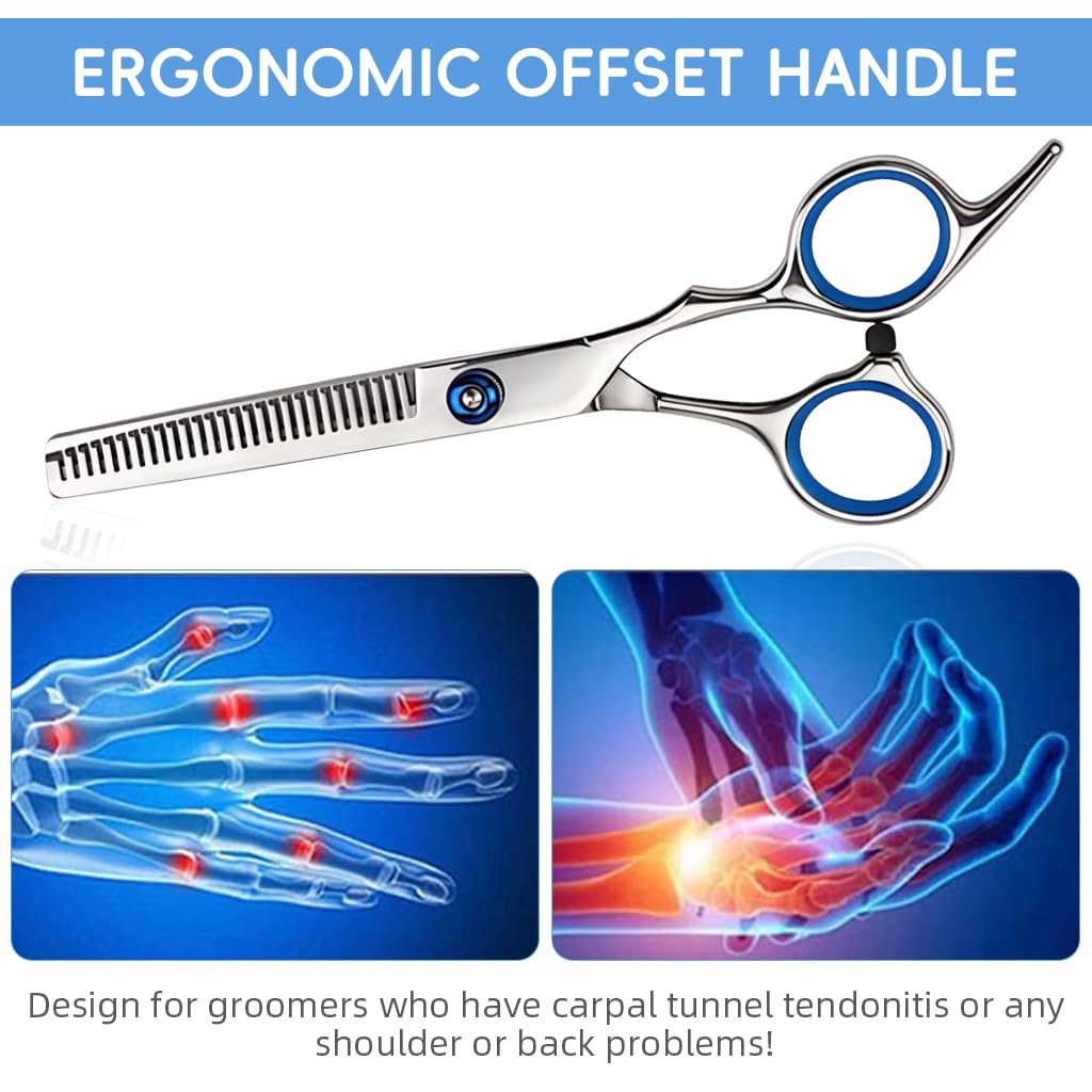 Qpets Thinning Scissors for Salon and Home Use with Ergonomic Handle & Stainless Steel Blade