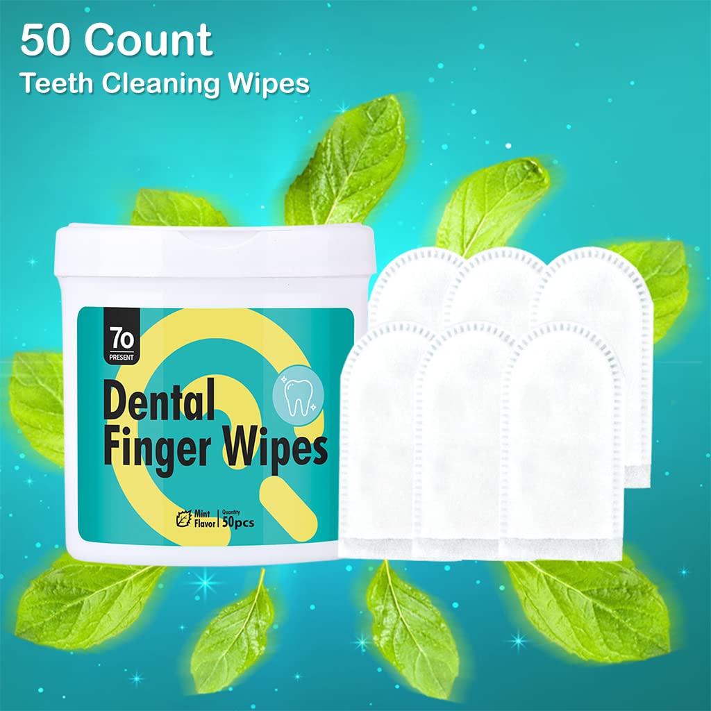 50 Count Teeth Cleaning Wipes for Dog Cat Dental Care Finger Wipes Pet Wipes for Teeth Cleaning Finger Cleaning Wipes for Pet Teeth Breath Freshening Mint Scent Pet Wipes