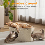 Qpets Cat House for Indoor Cats featuring Three‑Piece DIY Assembly and Oval Open Design 58x33x30cm